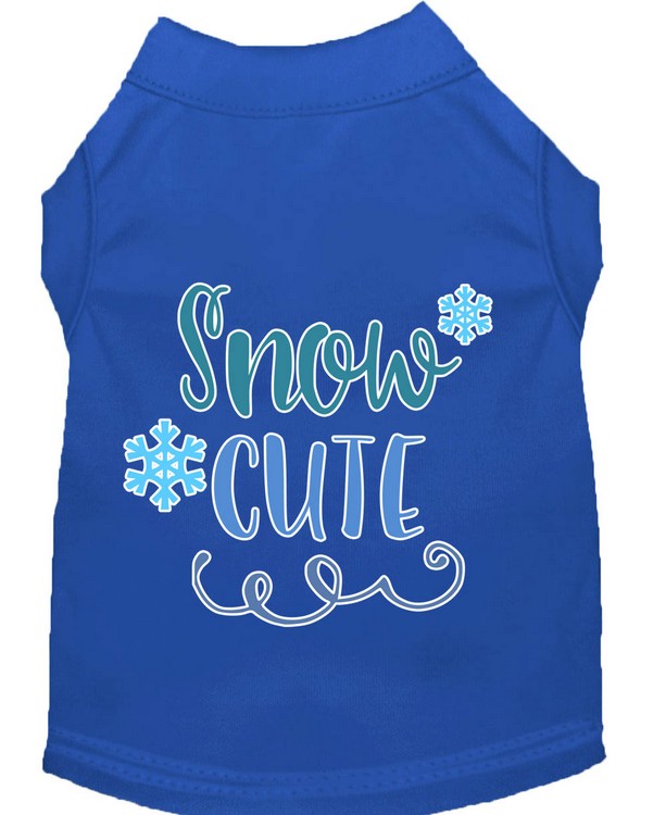 Snow Cute Screen Print Dog Shirt Blue XS